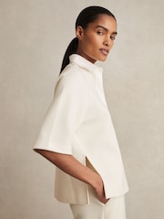Reiss Ivory Gaia Cotton-Blend Interlock Collar Sweatshirt - Image 4 of 6