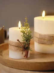 Lumineo Cream LED Christmas Candle Set of 3 With Hessian Wrap - Image 1 of 2