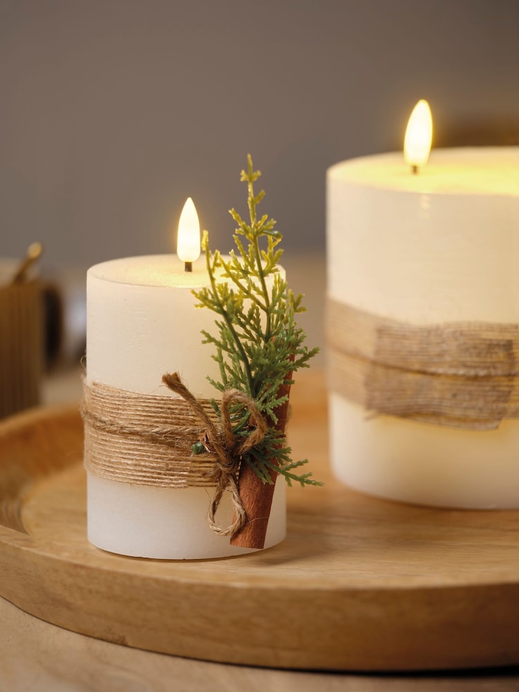 Lumineo Cream LED Christmas Candle Set of 3 With Hessian Wrap - Image 1 of 2 Lumineo Cream LED Christmas Candle Set of 3 With Hessian Wrap - Image 1 of 2