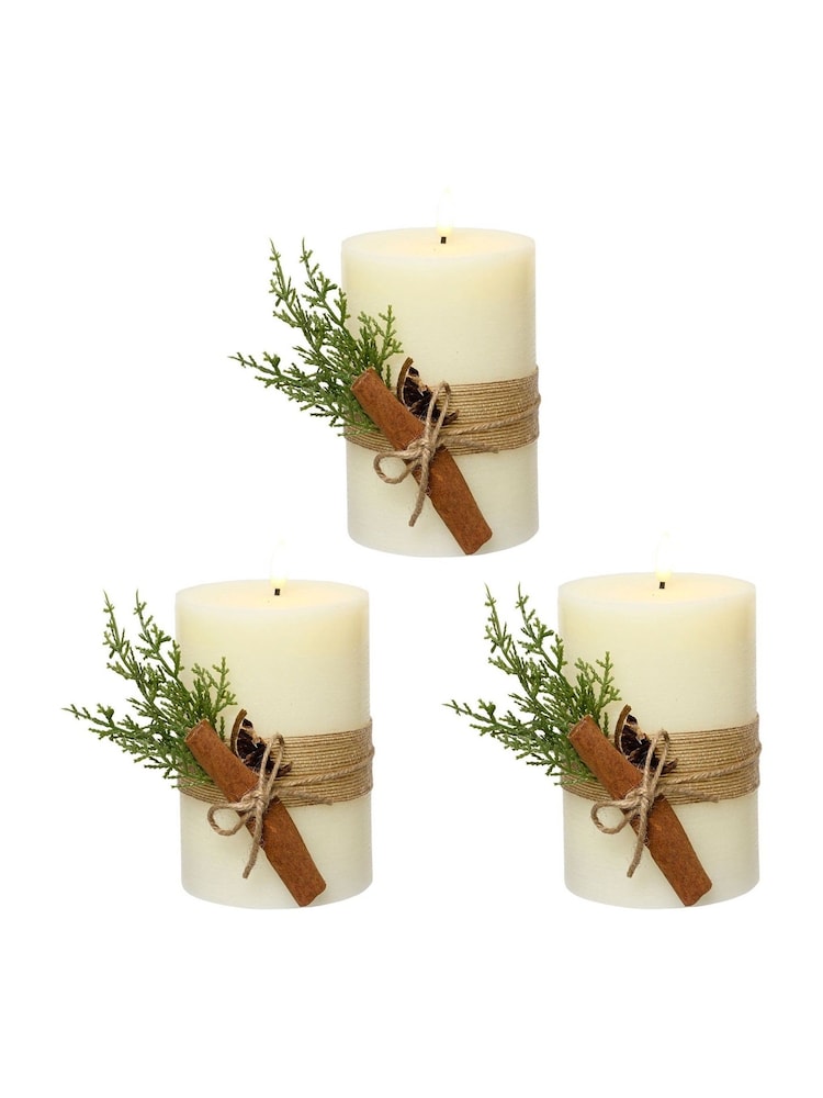 Lumineo Cream LED Christmas Candle Set of 3 With Hessian Wrap - Image 2 of 2 Lumineo Cream LED Christmas Candle Set of 3 With Hessian Wrap - Image 2 of 2
