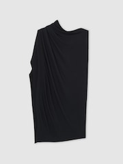 Reiss Navy/Black Elia Asymmetric Draped Jersey Dress - Image 2 of 6