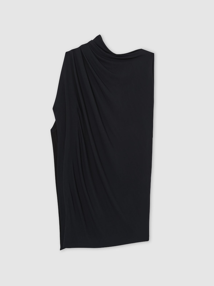 Reiss Navy/Black Elia Asymmetric Draped Jersey Dress - Image 2 of 6