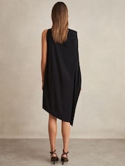 Reiss Navy/Black Elia Asymmetric Draped Jersey Dress - Image 5 of 6