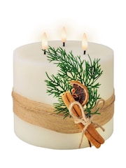 Lumineo Cream LED Christmas Candle 3 Wick With Hessian Wrap - Image 2 of 2