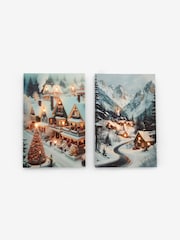 Lumineo White Christmas Tree and Cabins LED Wall Art - Image 3 of 3
