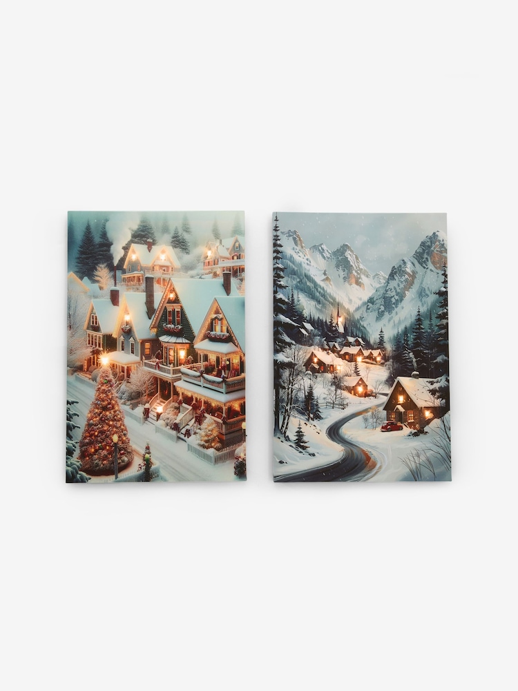 Lumineo White Christmas Tree and Cabins LED Wall Art - Image 3 of 3 Lumineo White Christmas Tree and Cabins LED Wall Art - Image 3 of 3