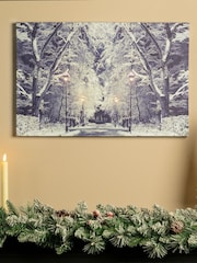 Lumineo White and Blue Winter Scene LED Wall Art - Image 1 of 3