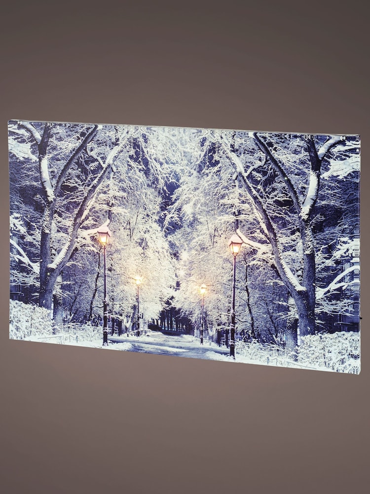 Lumineo White and Blue Winter Scene LED Wall Art - Image 3 of 3 Lumineo White and Blue Winter Scene LED Wall Art - Image 3 of 3