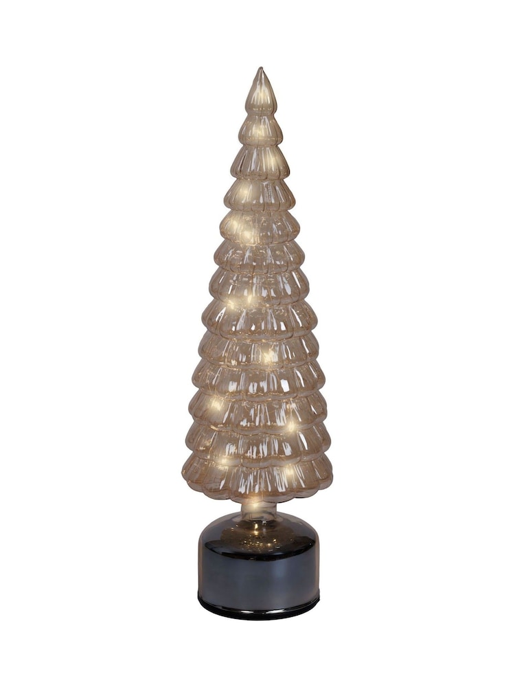 Lumineo Champagne Gold Rotating Glass LED Christmas Tree Decoration - Image 2 of 2 Lumineo Champagne Gold Rotating Glass LED Christmas Tree Decoration - Image 2 of 2