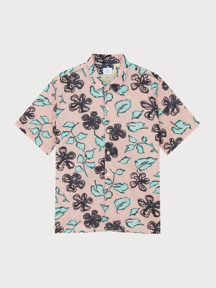 PS Paul Smith Casual Fit Pink Short Sleeve Shirt - Image 3 of 4