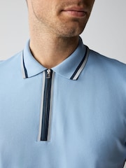 PS Paul Smith Regular Fit Blue Zip Neck Polo Shirt - Image 4 of 8