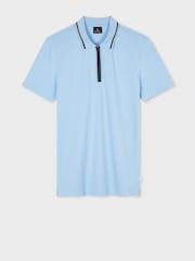 PS Paul Smith Regular Fit Blue Zip Neck Polo Shirt - Image 6 of 8
