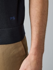 PS Paul Smith Regular Fit Blue Knitted Polo Shirt - Image 5 of 7