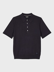 PS Paul Smith Regular Fit Blue Knitted Polo Shirt - Image 6 of 7