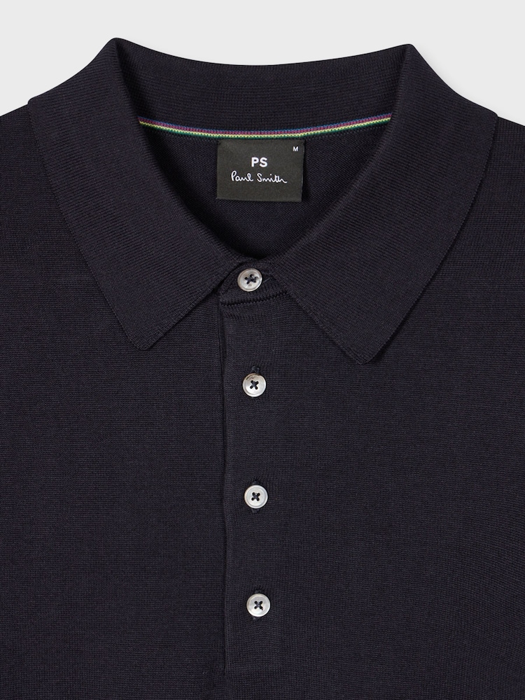 PS Paul Smith Regular Fit Blue Knitted Polo Shirt - Image 7 of 7