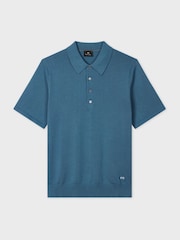 PS Paul Smith Regular Fit Blue Knitted Polo Shirt - Image 6 of 9