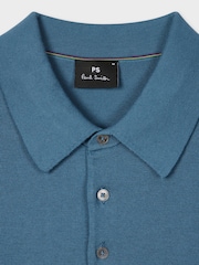 PS Paul Smith Regular Fit Blue Knitted Polo Shirt - Image 7 of 9