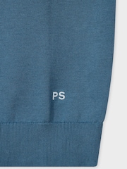 PS Paul Smith Regular Fit Blue Knitted Polo Shirt - Image 8 of 9