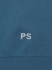 PS Paul Smith Regular Fit Blue Knitted Polo Shirt - Image 9 of 9