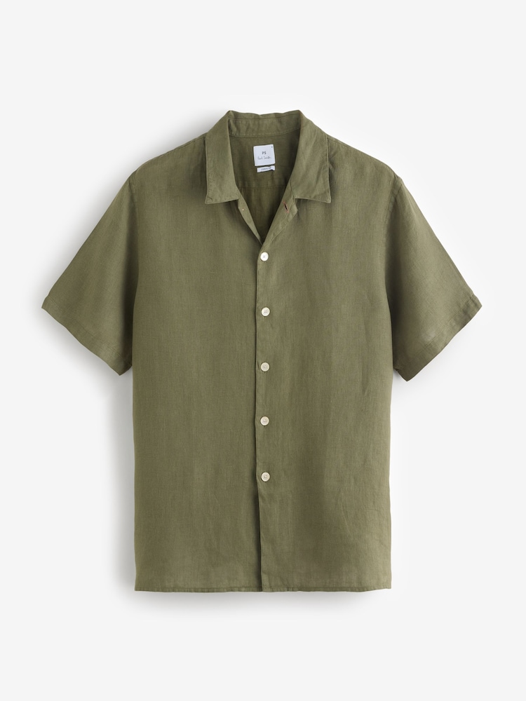 PS Paul Smith Casual Fit 100% Linen Short Sleeve Shirt - Image 6 of 6