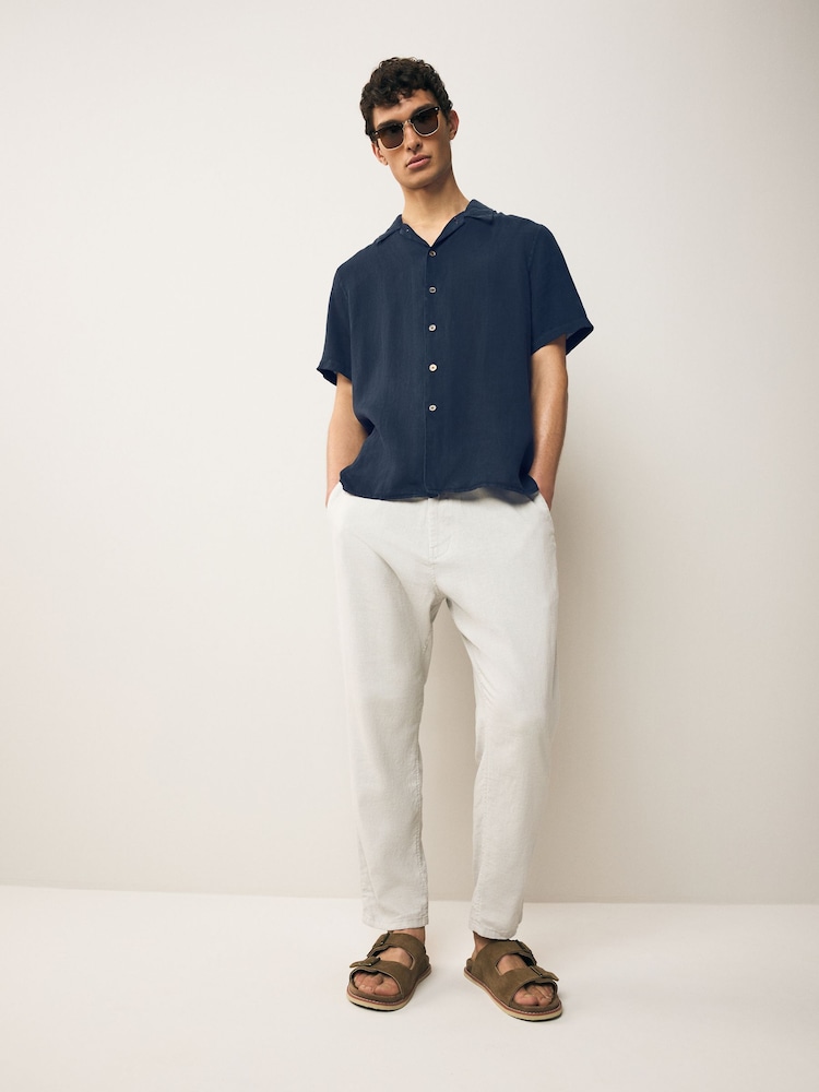 PS Paul Smith Blue Short Sleeve Casual Fit 100% Linen Shirt - Image 2 of 7