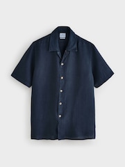 PS Paul Smith Blue Short Sleeve Casual Fit 100% Linen Shirt - Image 5 of 7