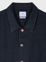 PS Paul Smith Blue Short Sleeve Casual Fit 100% Linen Shirt - Image 6 of 7