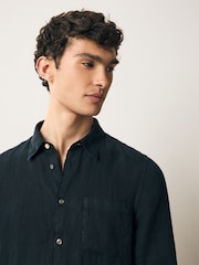 PS Paul Smith Blue Long Sleeve 100% Linen Shirt - Image 3 of 5