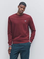 Fred Perry Burgundy Red Crew Neck Sweatshirt - Image 1 of 5