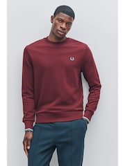 Fred Perry Burgundy Red Crew Neck Sweatshirt - Image 4 of 5