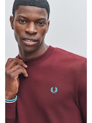 Fred Perry Burgundy Red Crew Neck Sweatshirt - Image 5 of 5