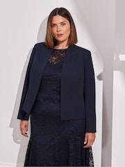 Live Unlimited Blue Cropped Peplum Blazer - Image 1 of 4