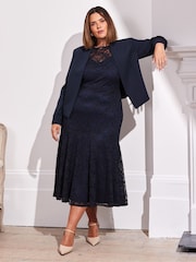 Live Unlimited Blue Cropped Peplum Blazer - Image 2 of 4