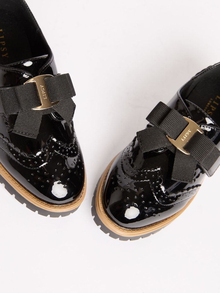 Lipsy Patent Bow Detail Brogue School Shoes - Bild 2 von 5 Lipsy Patent Bow Detail Brogue School Shoes - Bild 2 von 5