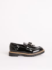 Lipsy Patent Bow Detail Loafer School Shoes - Bild 1 von 4