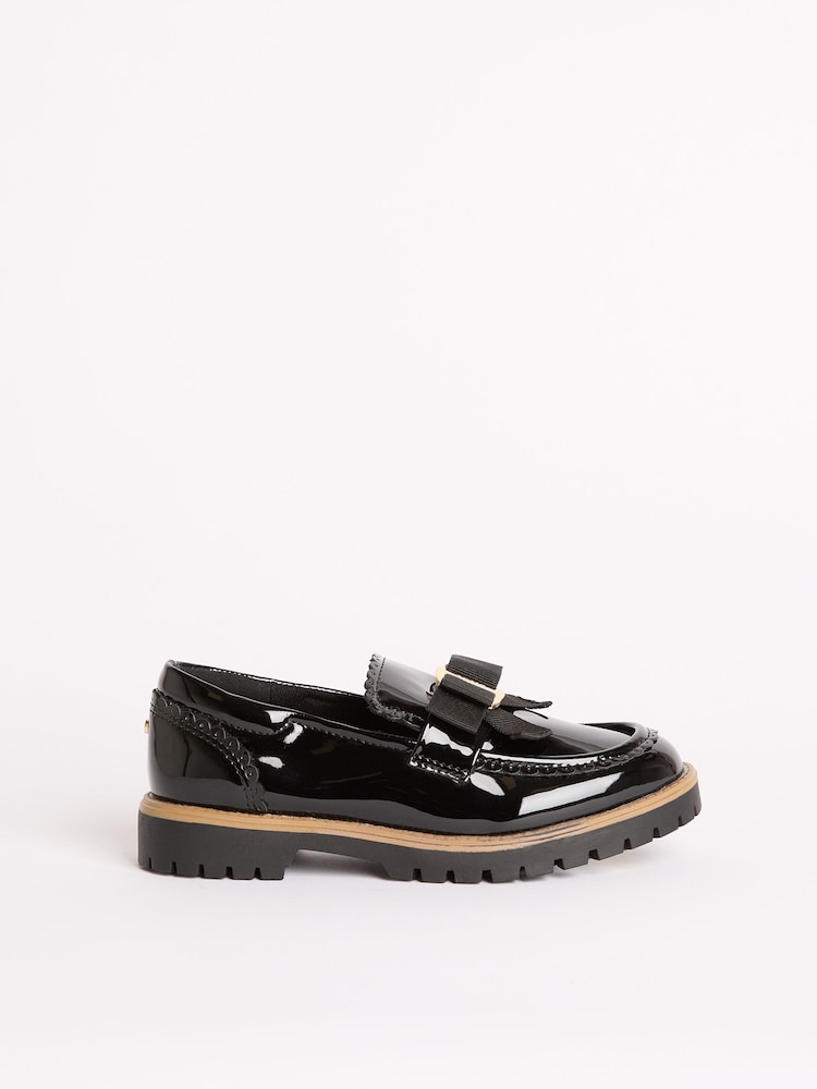 Lipsy Patent Bow Detail Loafer School Shoes - Bild 1 von 4 Lipsy Patent Bow Detail Loafer School Shoes - Bild 1 von 4