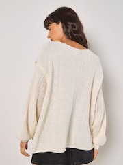 Apricot White Mixed Stitch Pocket Jumper - Image 4 of 4