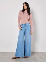 Apricot Pink Blanket Stitch Ribbed Jumper - Image 4 of 5