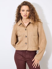 Apricot Natural Suedette Two Pocket Jacket - Image 1 of 4
