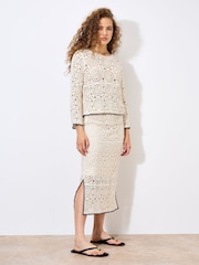Apricot Natural Circles Crochet Midi Skirt - Image 1 of 4