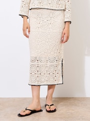 Apricot Natural Circles Crochet Midi Skirt - Image 2 of 4