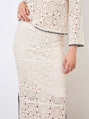 Apricot Natural Circles Crochet Midi Skirt - Image 3 of 4