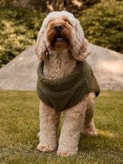 Khaki Green Borg Dog Coat - Image 3 of 10