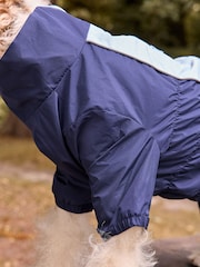 Navy Blue 4 Leg contrast Shower Resistant Dog Coat - Image 5 of 10