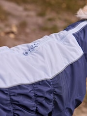 Navy Blue 4 Leg contrast Shower Resistant Dog Coat - Image 6 of 10