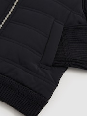 Reiss Navy Southend Hybrid Quilt and Knit Zip-Through Jacket - Image 4 of 4