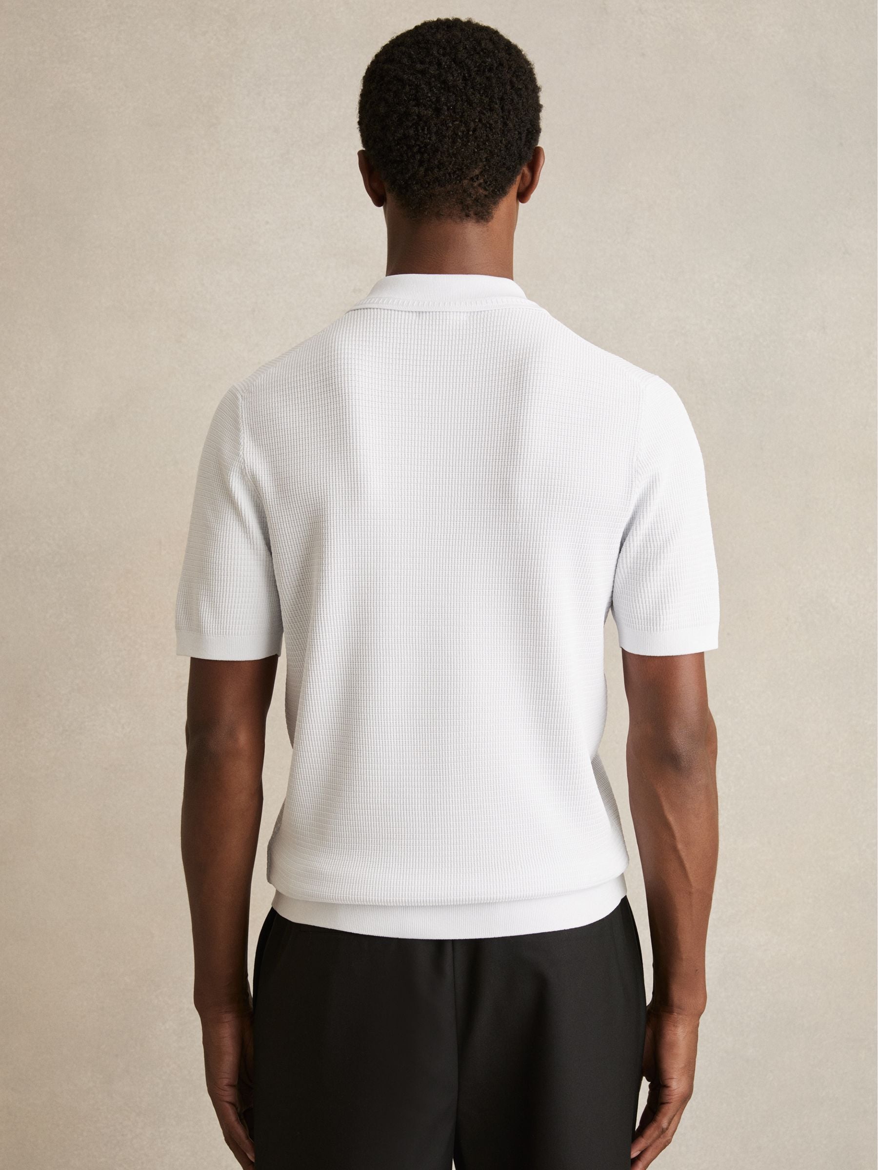 Buy Reiss White Regis Textured Half-Zip Polo Shirt from Next USA