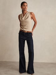 Reiss Camel Lyra Ribbed Cowl-Neck Vest - Image 3 of 6