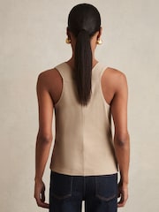 Reiss Camel Lyra Ribbed Cowl-Neck Vest - Image 5 of 6