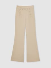 Reiss Neutral Sidney Petite Button-Detail Wide-Leg Trousers - Image 2 of 7